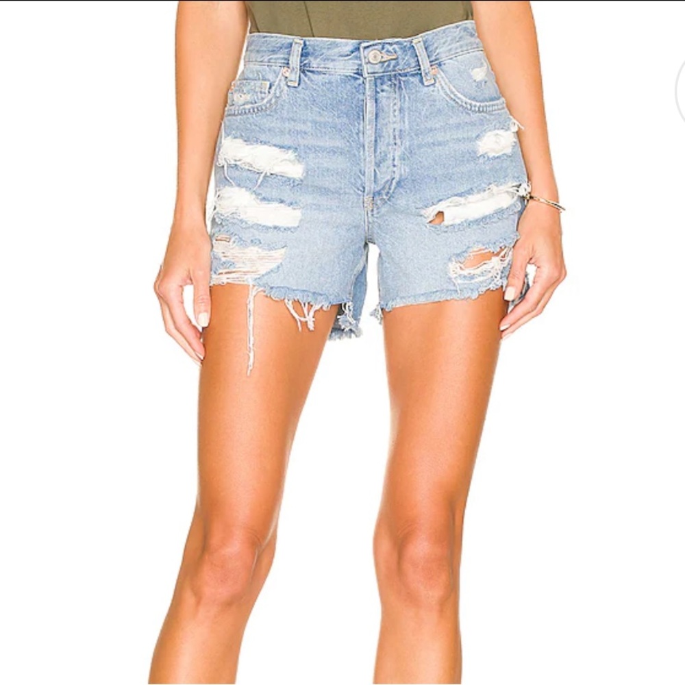 Free people Maggie Mid-Rise Light Wash Distressed Shorts